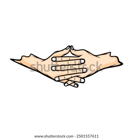crossing the fingers in front of ushas mudra vector illustration