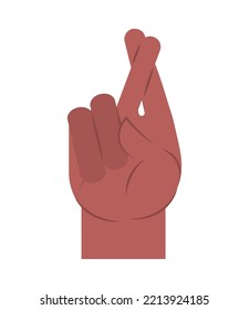 crossing fingers hand gesture icon isolated