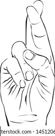 Crossing fingers as a symbol of purpose, vector