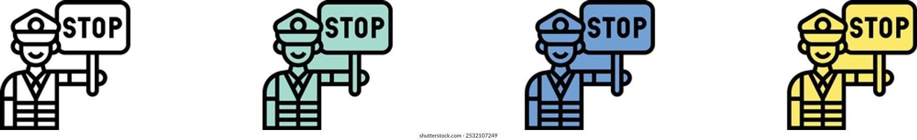 crossing icon. Outline, Green, Blue and Yellow Style Design Isolated On White Background