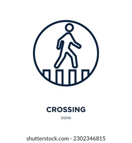 icono de cruce de la colección de signos. Cruce lineal delgado, cruz, icono de contorno de botón aislado en fondo blanco. Signo de cruce de vectores de línea, símbolo para web y móvil