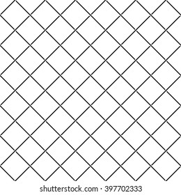 Crossing intersect sea ropes diagonal net seamless pattern. Black and white colors.