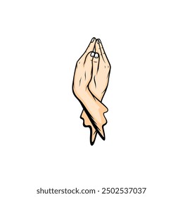 crossing and joining palms nirvana mudra vector illustration