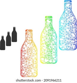 Crossing mesh beer bottles frame icon and rainbow gradient  Colorful frame mesh beer bottles icon  Flat carcass created from beer bottles icon   crossing lines 
