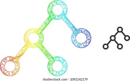 Crossing mesh binary connections framework icon with spectral gradient. Colored frame net binary connections icon. Flat structure created from binary connections icon and crossing lines.