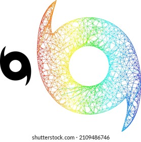 Crossing mesh hurricane framework icon with rainbow gradient. Colored frame mesh hurricane icon. Flat frame created from hurricane icon and crossing lines.
