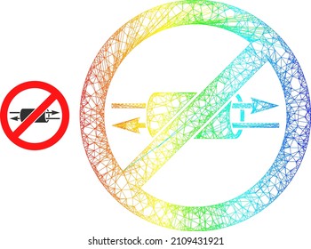 Crossing mesh stop VPN frame icon with spectral gradient. Vibrant frame mesh stop VPN icon. Flat framework created from stop VPN symbol and crossing lines.