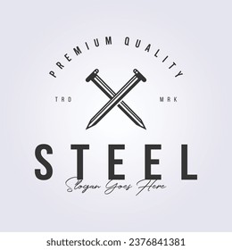 crossing nails steel logo icon symbol vector illustration design