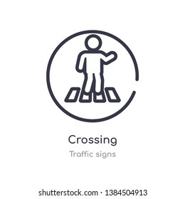 crossing outline icon. isolated line vector illustration from traffic signs collection. editable thin stroke crossing icon on white background