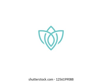 Crossing outlined simple lotus logo