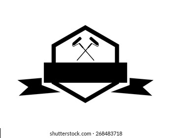 Crossing Paint Rollers Badge with Blank Banner.