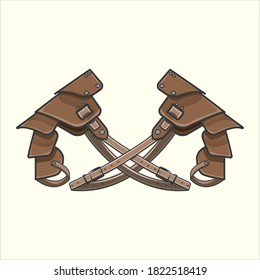 crossing pauldron leather armor vector on light yellow background