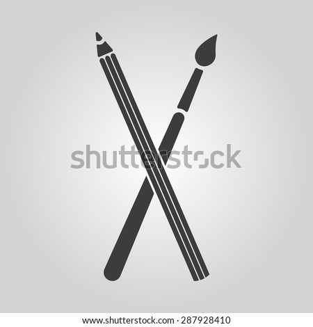 Crossing Pencil Brush Icon Painting Drawing Stock Vector (Royalty Free ...