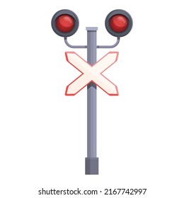 Crossing rail light icon cartoon vector. Trail road. Gate track
