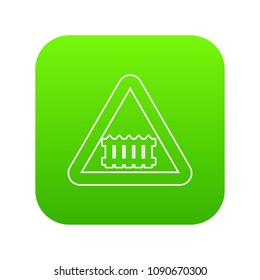 Crossing railroad barrier icon green vector isolated on white background