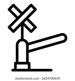 Cruzando el icono del ferrocarril. Icono de Vector de ferrocarril de cruce de contorno para Diseño web aislado sobre fondo blanco