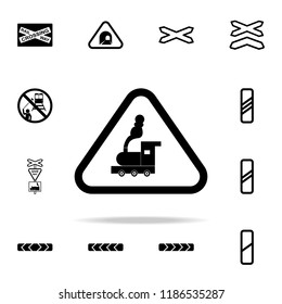 crossing railway line icon. Railway Warnings icons universal set for web and mobile