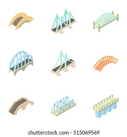 Crossing river icons set. Cartoon illustration of 9 crossing river vector icons for web