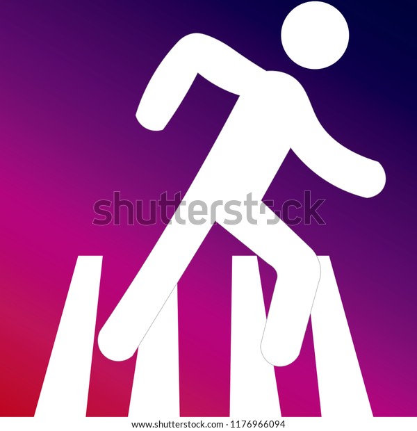 Crossing road icon vector illustrator\
creative design purple and pink gradient\
background