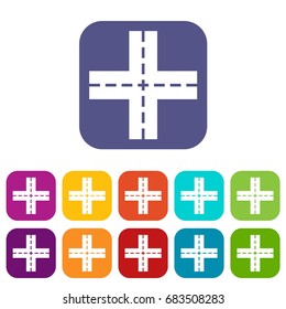 Crossing road icons set