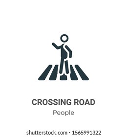 Crossing road vector icon on white background. Flat vector crossing road icon symbol sign from modern people collection for mobile concept and web apps design.