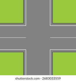Cruce de carreteras (intersección de carreteras con pasos de peatones. Ilustración vectorial EPS 10 .