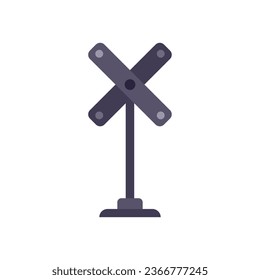 Crossing sign icon flat vector. Train barrier. Road safety isolated