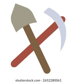 Ícone de picareta de espadas cruzadas. Página do site e design de aplicativo móvel isolados no plano de fundo branco. Picareta simples e escavação, escavação silhueta símbolo website design gráfico. Imagem vetorial.