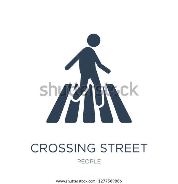 crossing street icon vector on white\
background, crossing street trendy filled icons from People\
collection, crossing street vector\
illustration