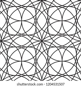 CROSSING STROKE ARCH. GEOMETRIC CIRCLE SEAMLESS VECTOR PATTERN