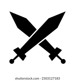 Kreuzende Schwerter Silhouette Symbol. Vektor.