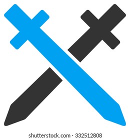 Crossing Swords vector icon. Style is flat symbol, rounded angles, white background.