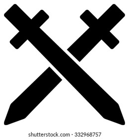Crossing Swords vector icon. Style is flat symbol, black color, rounded angles, white background.