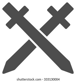 Crossing Swords vector icon. Style is flat symbol, gray color, rounded angles, white background.
