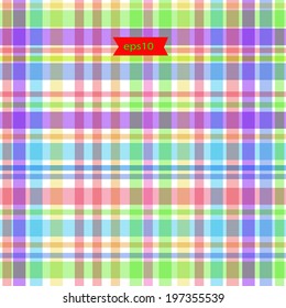 Crossing transparent multicolored  rectangles with text on white background.