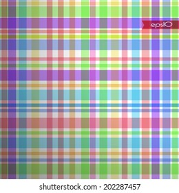 Crossing transparent multicolored  rectangles with text on gradient gray background.