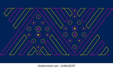 Crossing trapezes symetrically surrounding dots arranged in diamond shapes