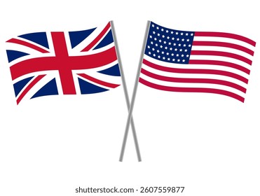 Crossing of two flags of England and USA on flagpoles vector
Vector icon crossing of flags