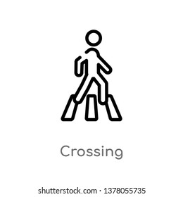 crossing vector line icon. Simple element illustration. crossing outline icon from signs concept. Can be used for web and mobile