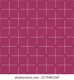 Crossing white lines on a pink background create a cellular pattern with coins. Seamless linear pattern