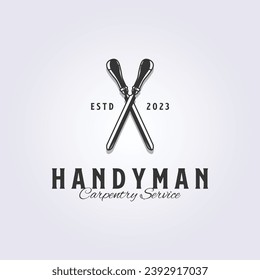 crossing wood file symbol, carpentry logo vector illustration design