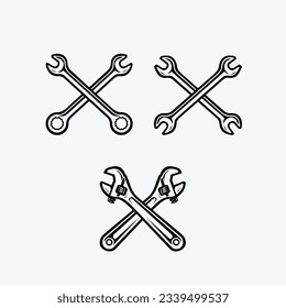 Crossing Wrench Tools Vector Art Vector Illustration Isolated