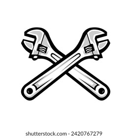 Crossing wrench vector isolated in white background. Best for mechanic and garage related industry