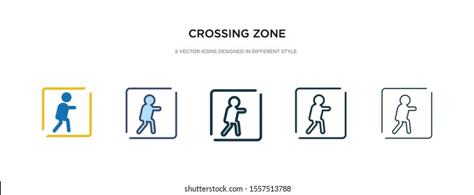 crossing zone icon in different style vector illustration. two colored and black crossing zone vector icons designed in filled, outline, line and stroke style can be used for web, mobile, ui