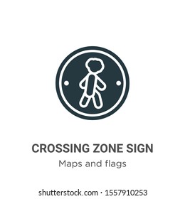 Crossing zone sign vector icon on white background. Flat vector crossing zone sign icon symbol sign from modern maps and flags collection for mobile concept and web apps design.