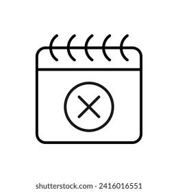 Crossmark on Calendar Modern Linear Icon. Perfect for design, infographics, web sites, apps. 