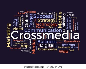 Plantilla de nube de palabras entre medios. Concepto de promoción de la campaña Vector tagcloud fondo.