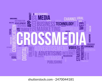Crossmedia word cloud template. Campaign promotion concept vector tagcloud background.