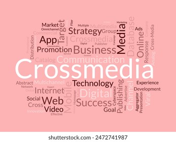 Crossmedia word cloud template. Campaign promotion concept vector tagcloud background.