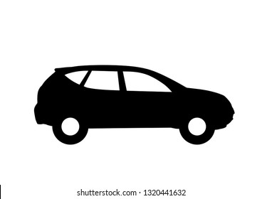 Crossover - black car icon isolated symbol in flat style. Simple silhouette sign image
